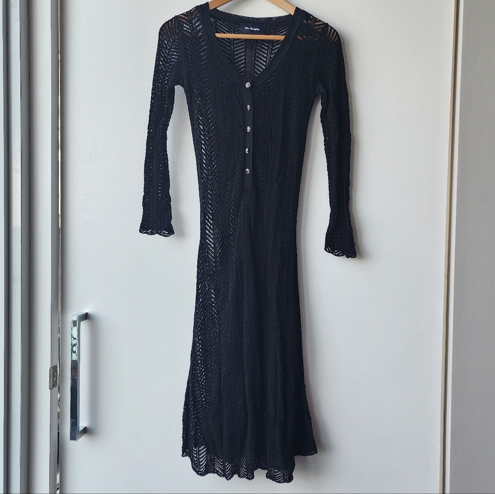 The Kooples Crochet Lace See Through Knit Slinky Cover Up Dress